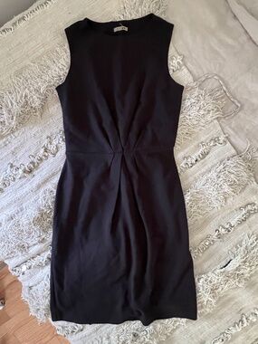 Jigsaw Wool Black Dress Tailored Sheath Midi LBD Black Dress